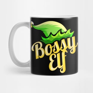 Bossy Elf Hat Family Outfit For Christmas Mug